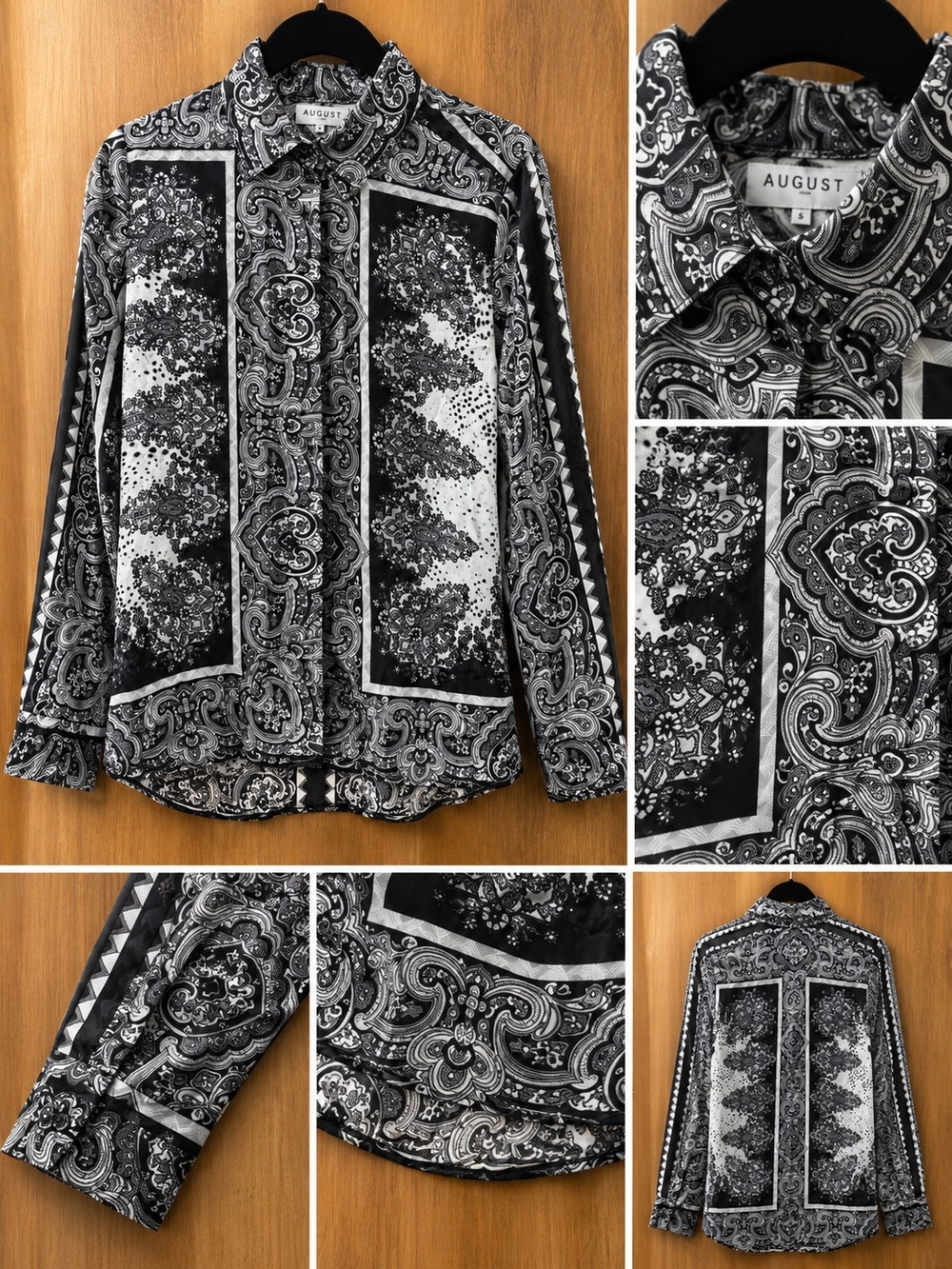 August  Black & White Paisley Button-Up Shirt Jacket
